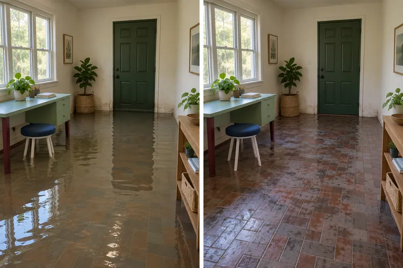 Water Extraction Near Mary Kyle Hartson Park — standing water and damp floor after extraction