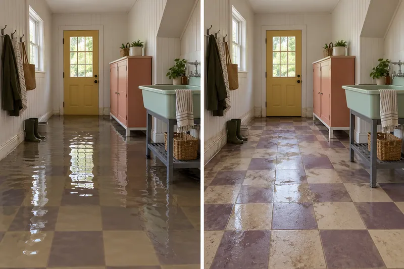 Water Extraction in Kyle — standing water and damp floor after extraction